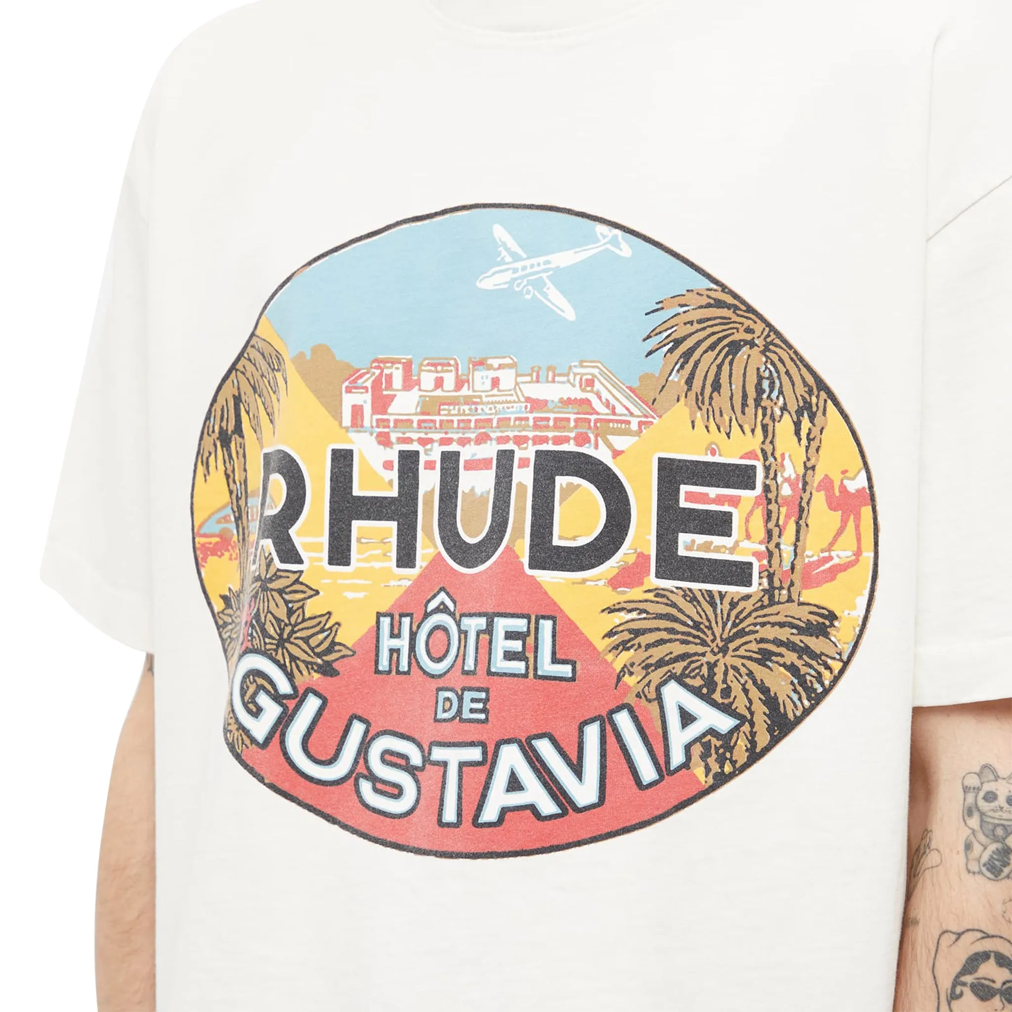 Rhude Hotel De Gustavia Vintage White T Shirt