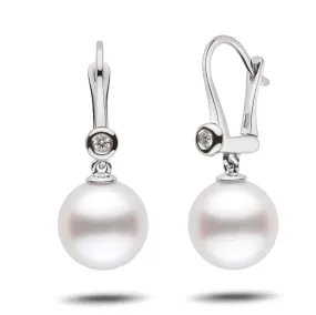 Romantic Collection White South Sea 11.0-12.0 mm Pearl & Diamond Dangle Earrings