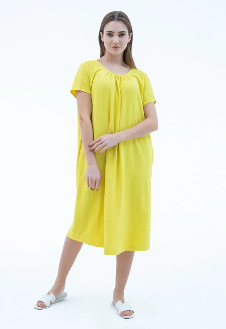 Scooped Neck Solid Dress