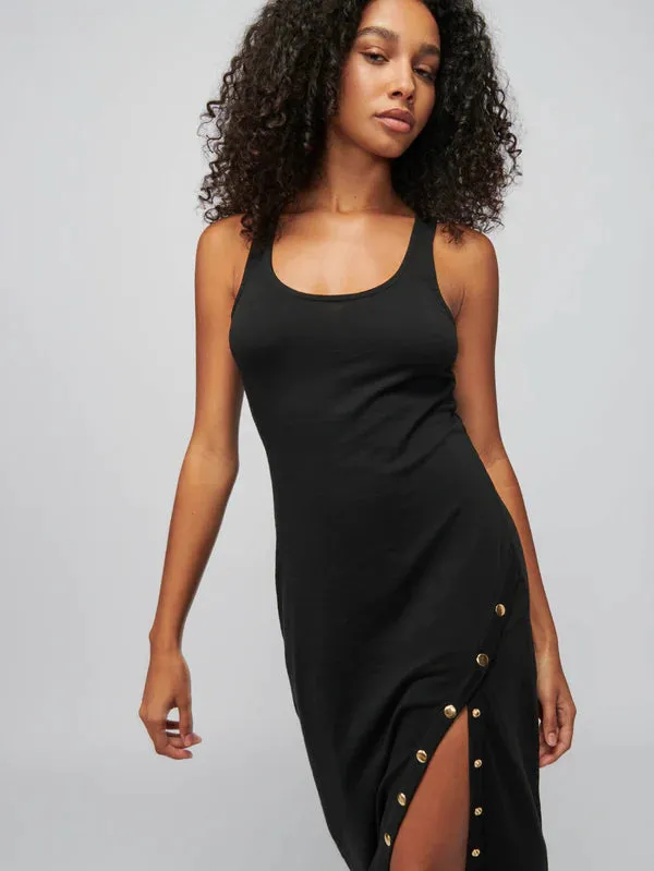 SEVAN DRESS WITH BUTTON DETAIL (BLACK) - NATION