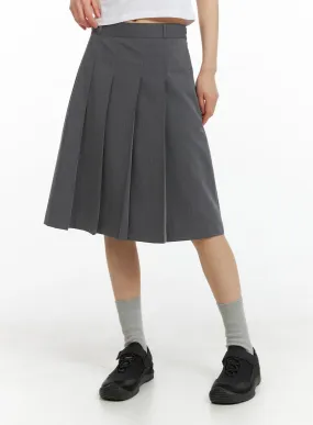 Solid Pleated Midi Skirt CM413