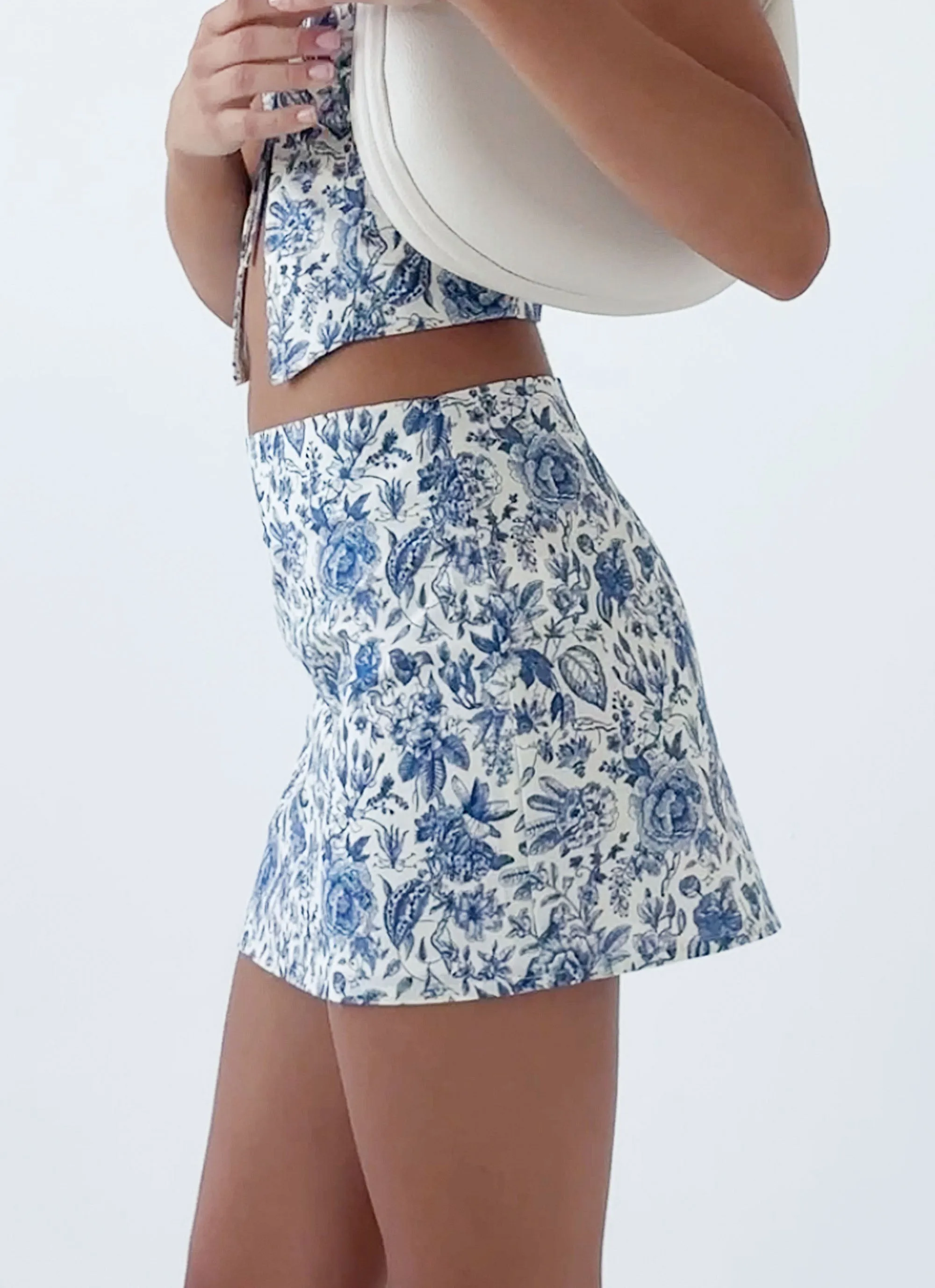 Take Me Away Mini Skirt - Blue Paisley