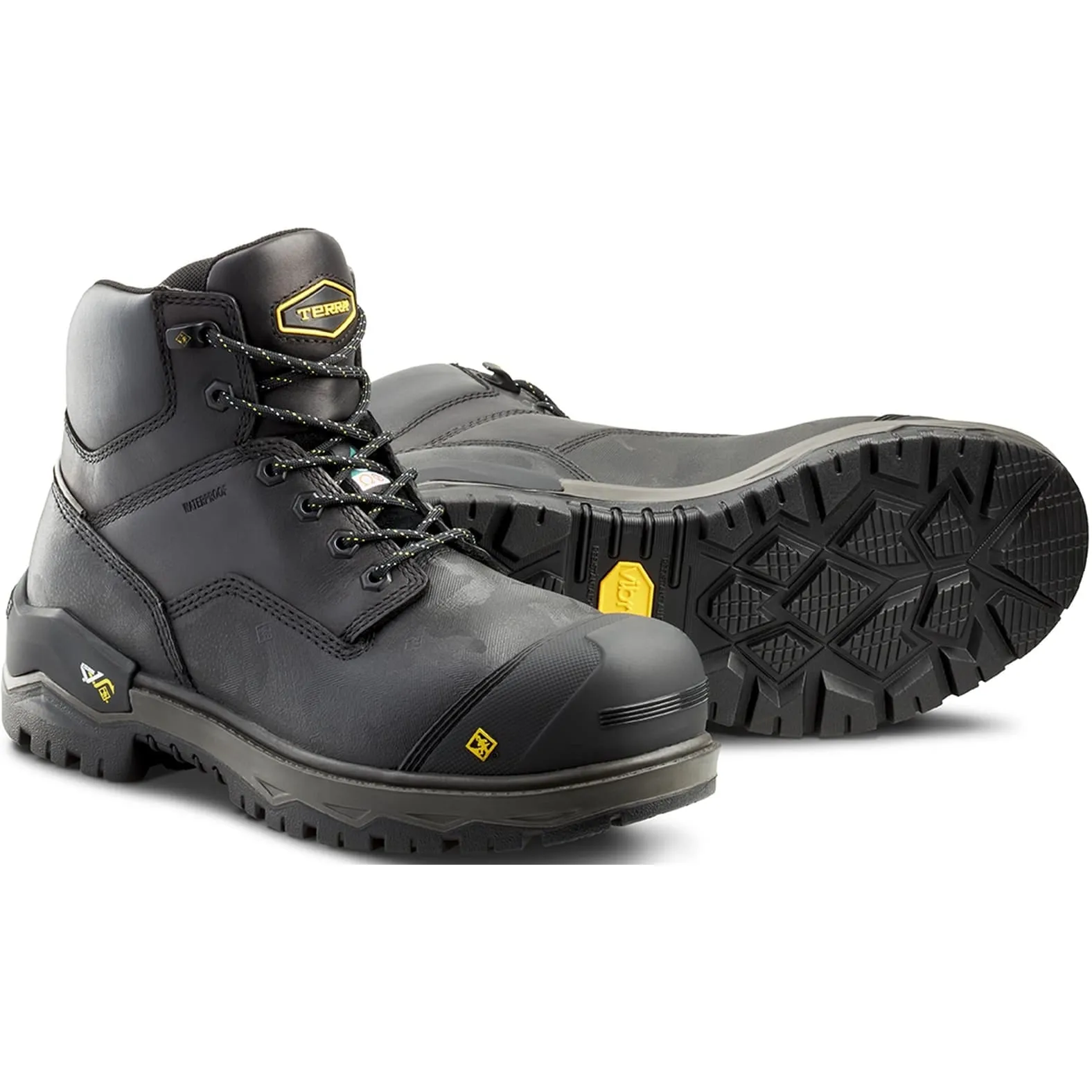 Terra Men's Gantry 6"  Nano Comp Toe WP  Work Boot -Black- 4T8VBK