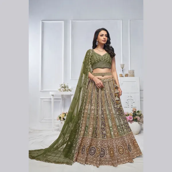 The Grandeur Green bridal lehenga  | Ready To Wear |