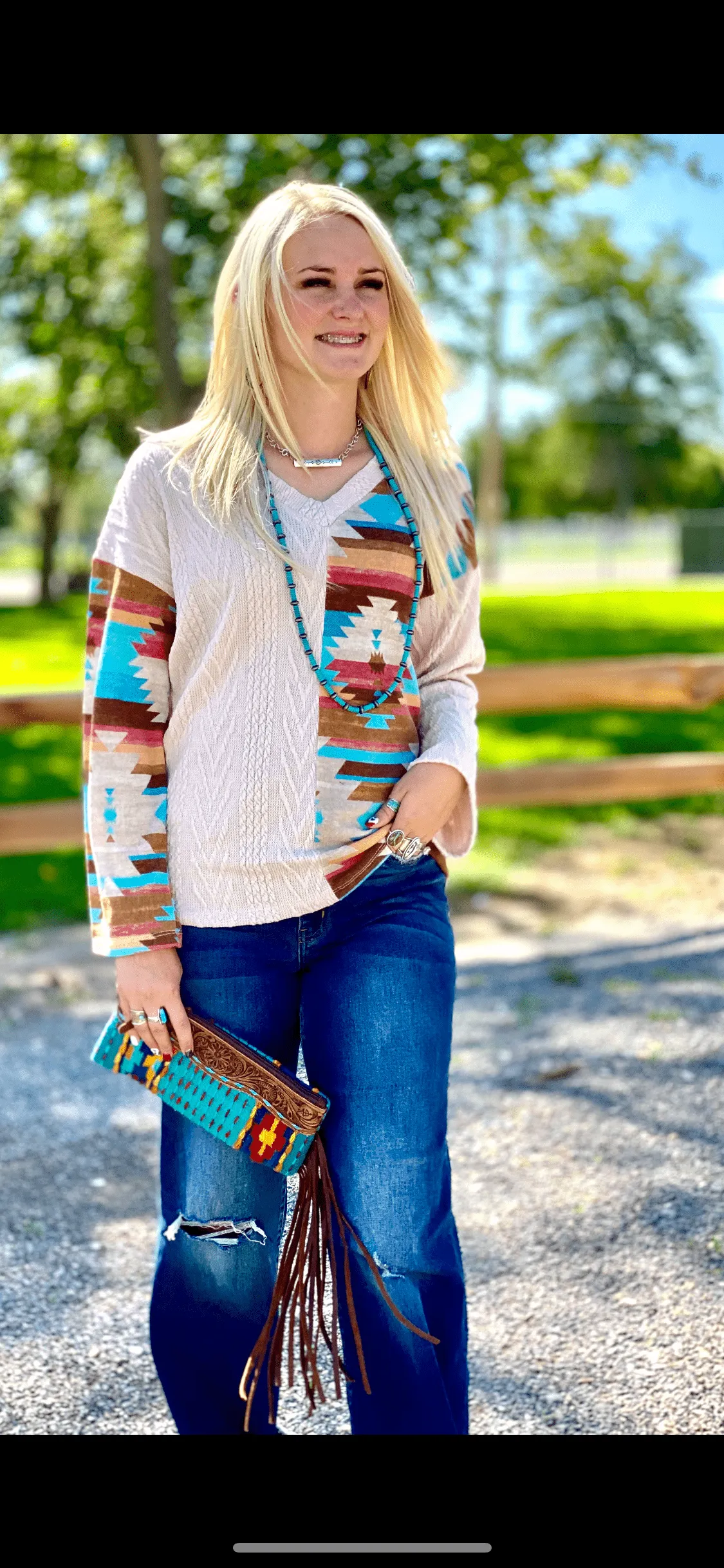 The North of Telluride Cable Knit Aztec Pullover