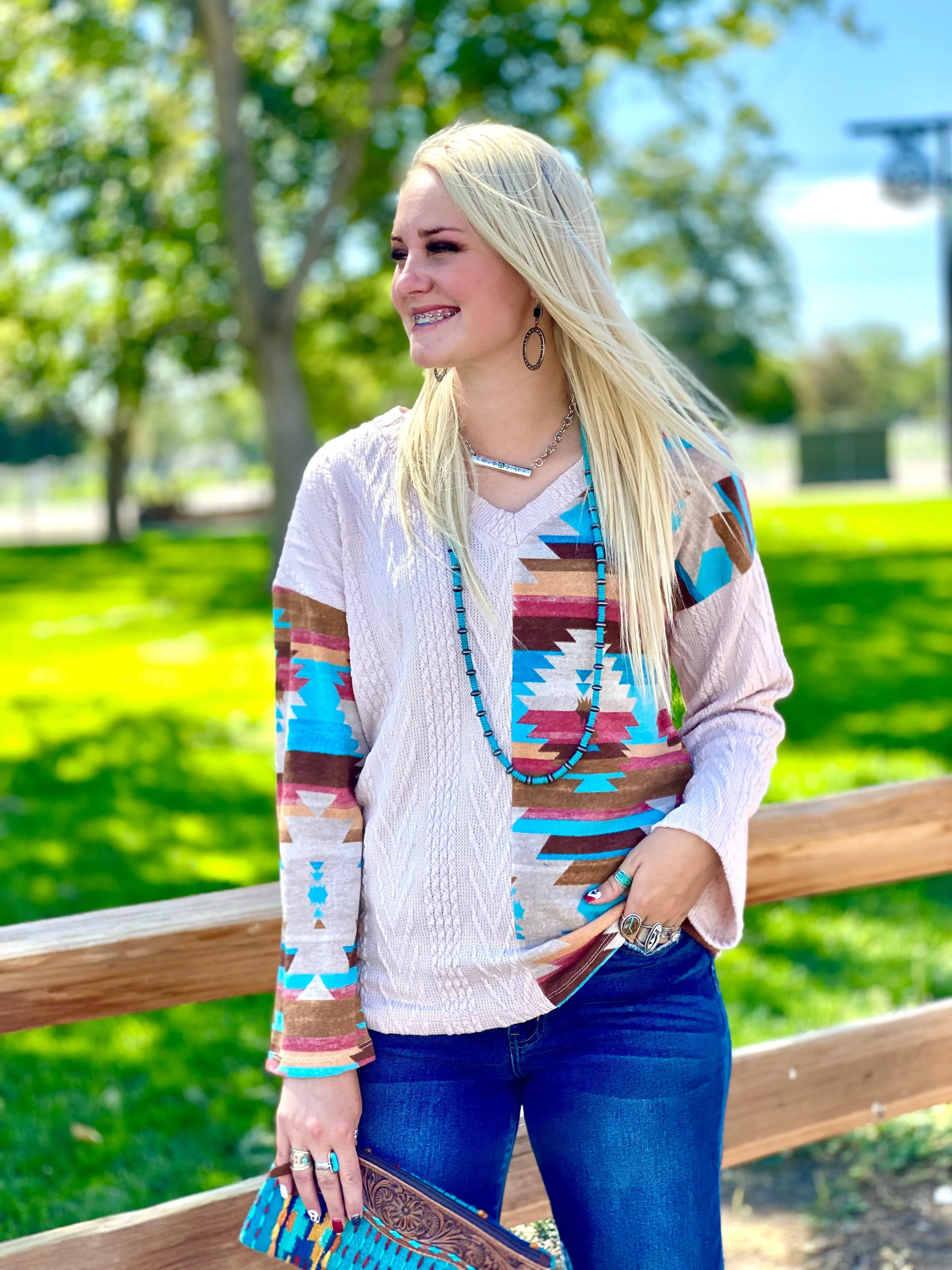 The North of Telluride Cable Knit Aztec Pullover