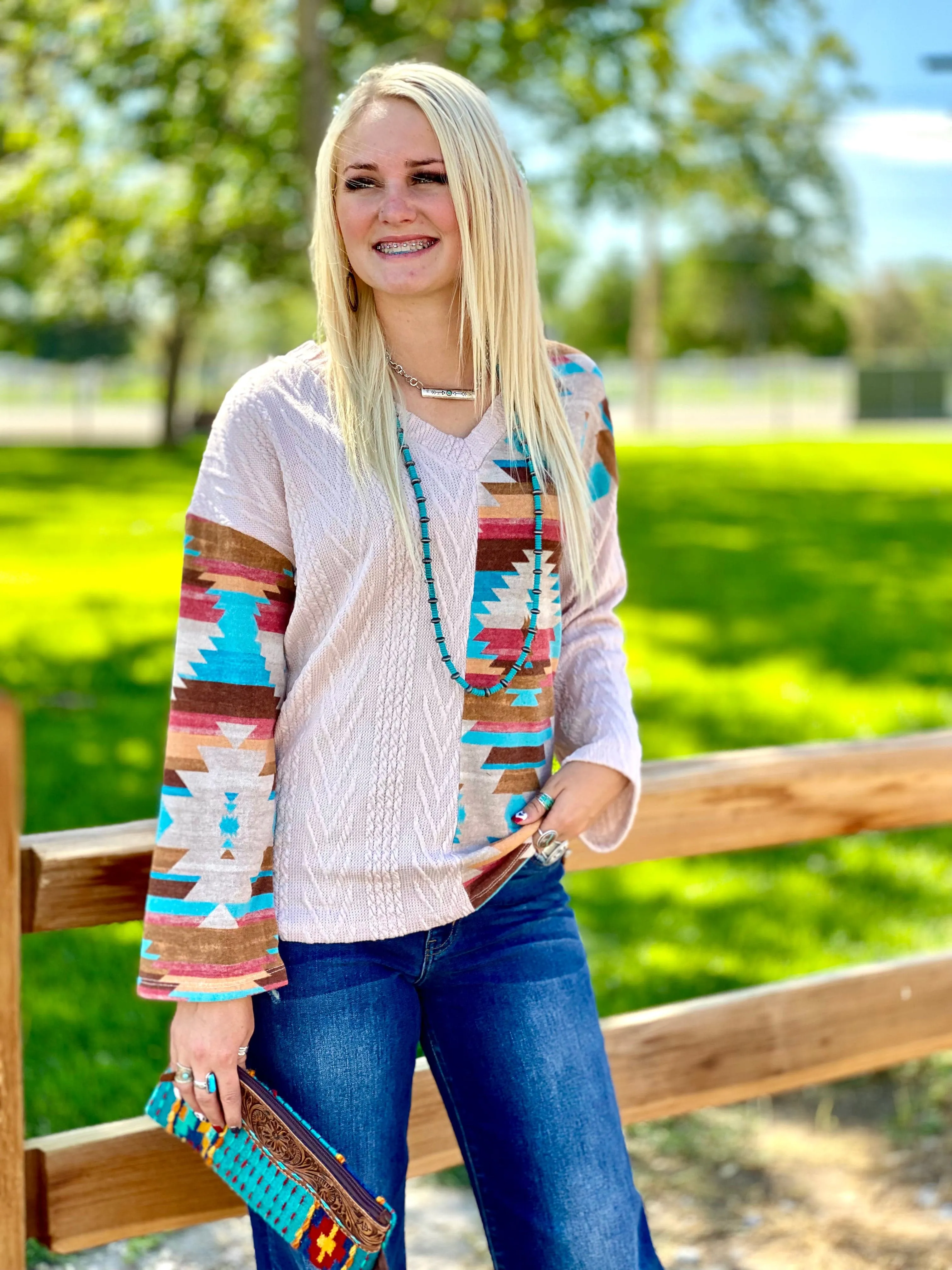 The North of Telluride Cable Knit Aztec Pullover