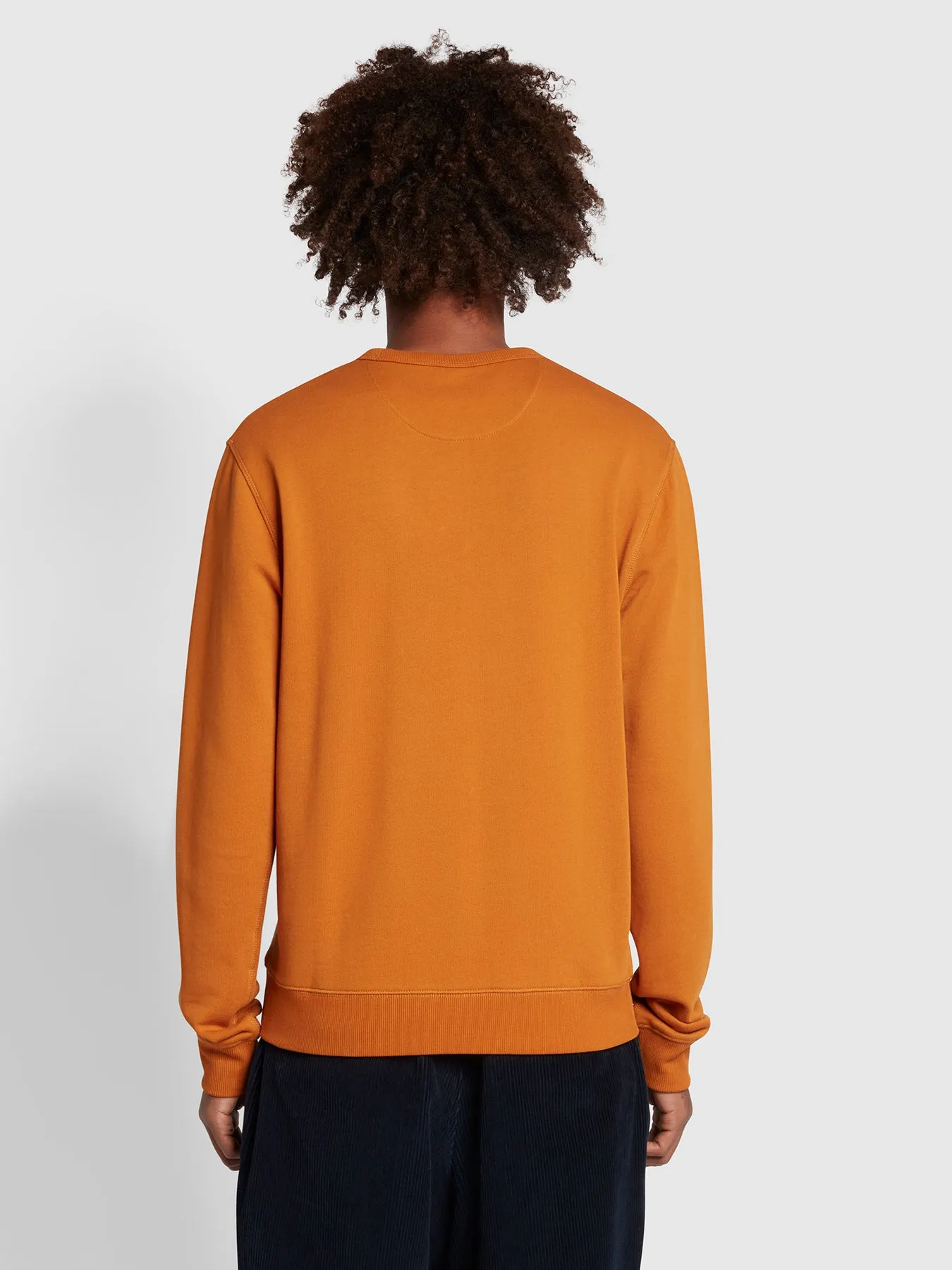 Tim Slim Fit Organic Cotton Crew Sweatshirt In Ochre Brown