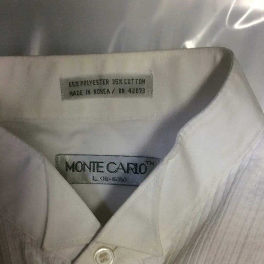 Tuxedo Shirt -Pleated / Pique Bib Front Men's White - Rental For Sale #2