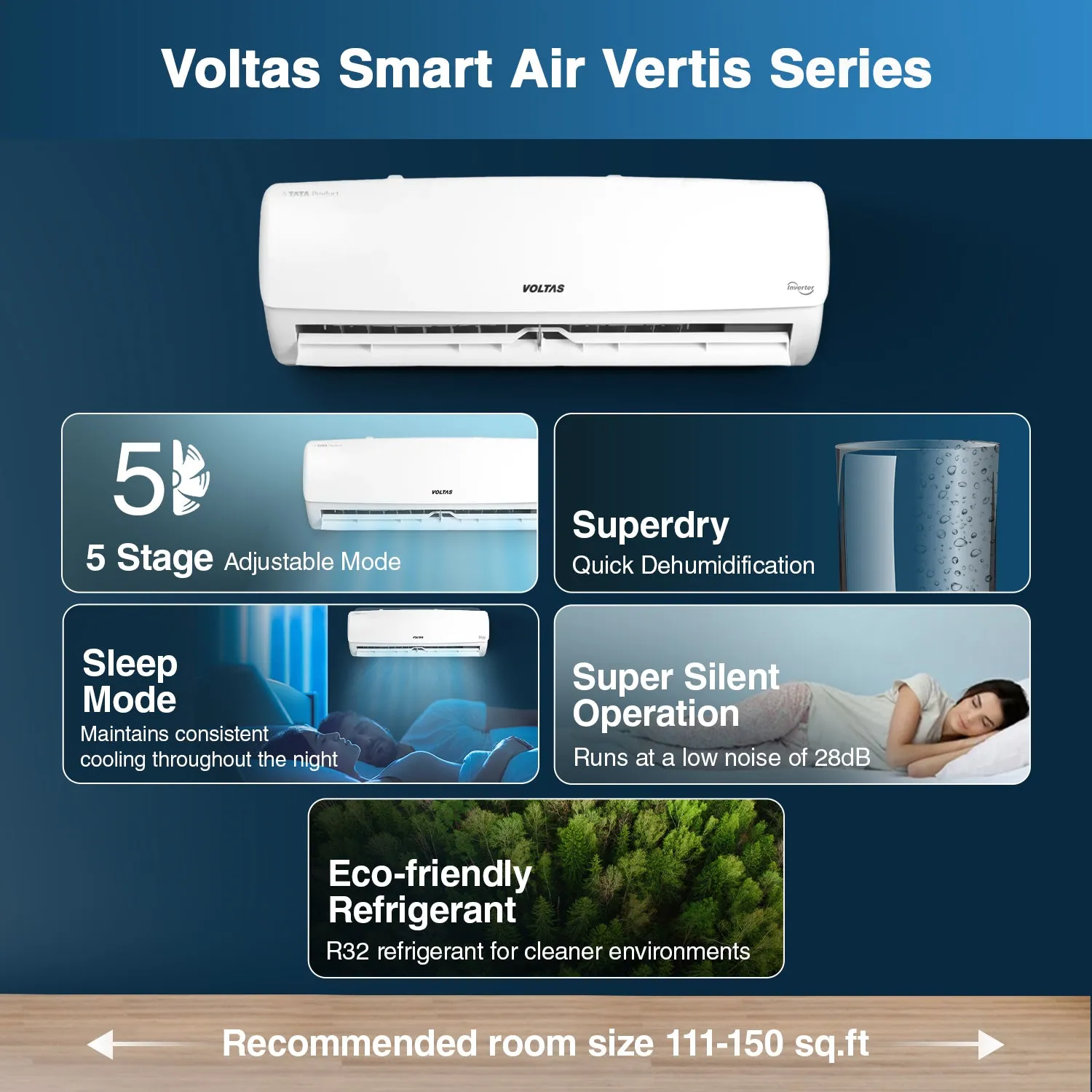 Voltas SmartAir Inverter AC, 1.5 Ton 3 star - 183V Vertis Elegant