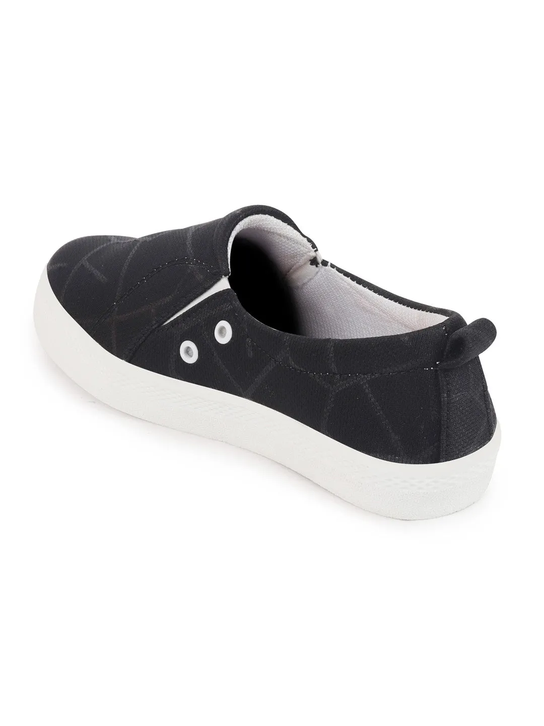 Women Black Casual Canvas Slip-On Loafers