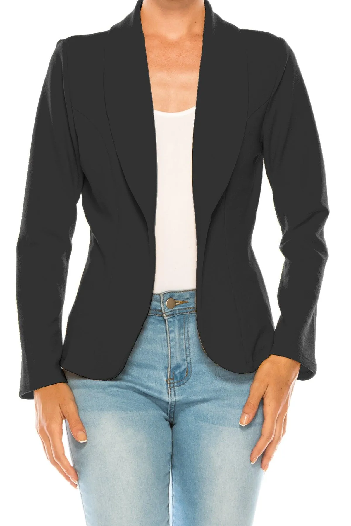 Women's Casual Solid Office Work Long Sleeve Fitted Open Front Blazer Jacket Pack of 2